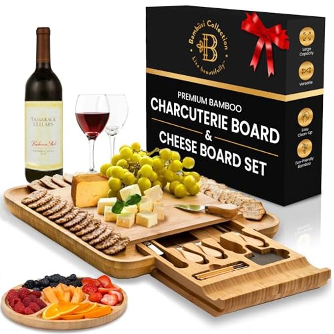 Charcuterie Board Gift Set - Bamboo Cheese Board and Knife Set - Housewarming Gifts for New Home, Wedding Gifts for Couples 2025, Bridal Shower Gifts, Birthday Gifts for Women
