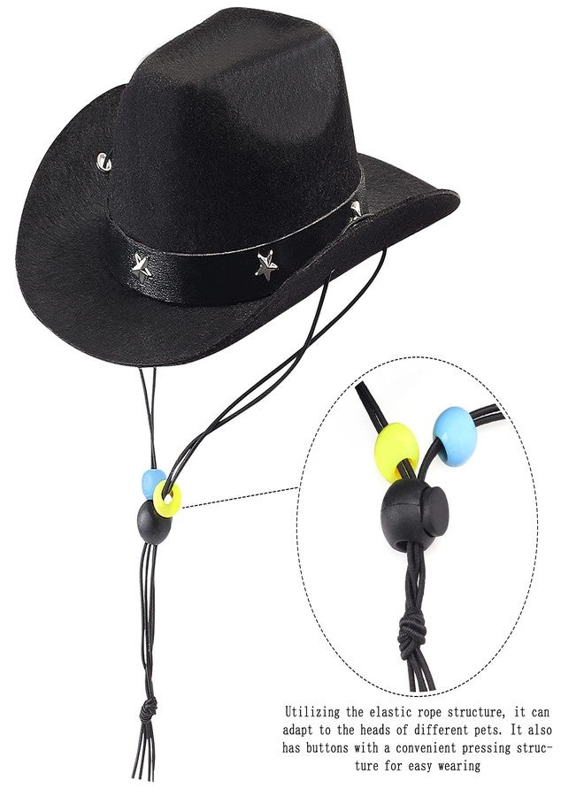 Yewong Pet Cowboy Costume Accessories Dog Cat Pet Size Cowboy Hat and Bandana Scarf West Cowboy Accessories for Puppy Kitten Party Festival and Daily Wearing Set of 2 (Black) - Image 3