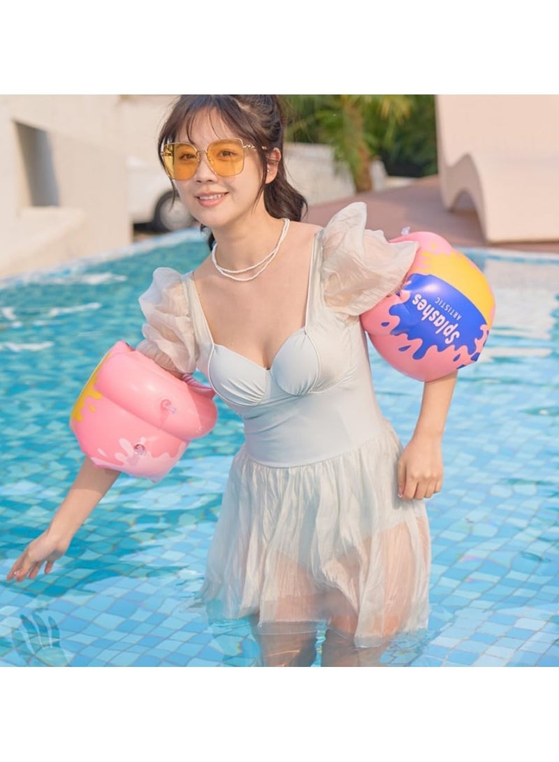 Goolsky عوامات ذراع للبالغين والأطفال - عوامات سبلاش-إنك الفنية للسباحة، عوامات قابلة للنفخ من PVC للبالغين والأطفال من 3-5-6-12 سنة - Image 3