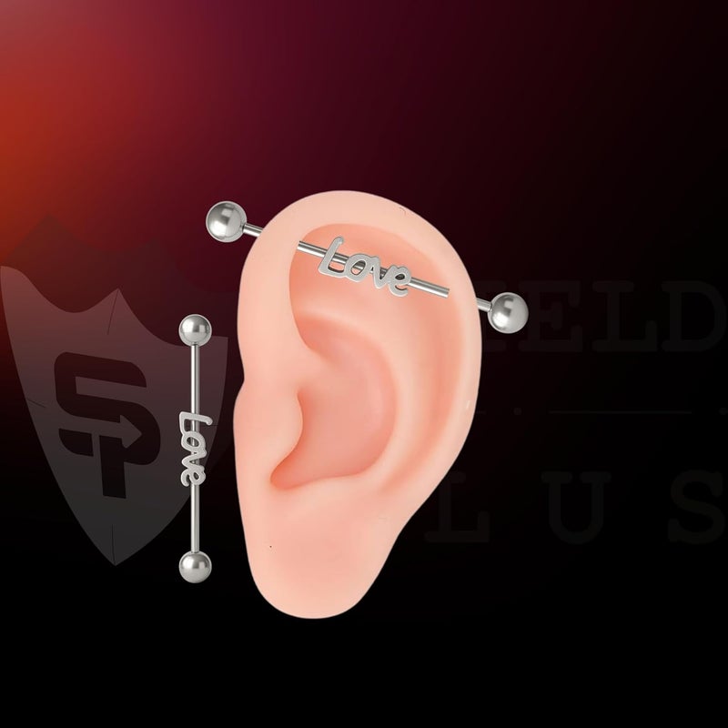 SHIELD PLUS 316L Industrial Ear Piercing Barbell 14G Surgical Steel 38 mm Unisex Cartilage Jewelry (1 Piece) - Image 3