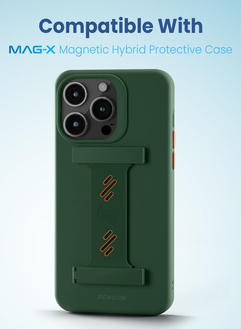 Remson حزام قبضة الهاتف Remson Mag-X مع حامل هاتف مغناطيسي (أخضر/برتقالي) - Image 5