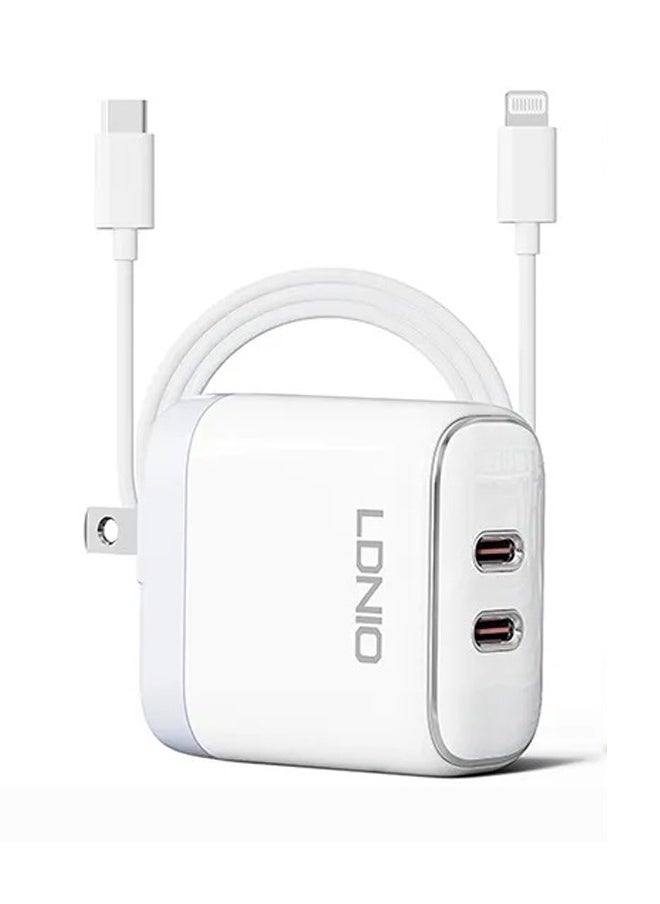 35W Charger Laptop USB C Fast Charger, MacBook Replacement Plug Dual Type C Port Wall Travel Adapter Samsung Dell Laptop Charger Plug iPad iPhone 14/14 Plus/14 Pro/14 Pro Max Fast Charging Adapter USB
