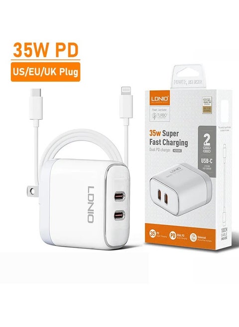 35W Charger Laptop USB C Fast Charger, MacBook Replacement Plug Dual Type C Port Wall Travel Adapter Samsung Dell Laptop Charger Plug iPad iPhone 14/14 Plus/14 Pro/14 Pro Max Fast Charging Adapter USB