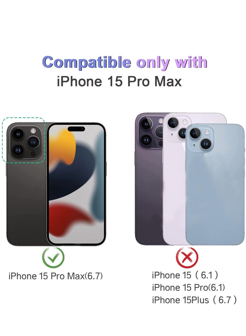 TLAXCA 4 in 1 for iPhone 15 Pro Max Case with Camera Ring Stand 2 x Tempered Glass Screen Protector and 1 x Universal Cell Phone Lanyard with Adjustable Nylon Neck Strap - Image 2