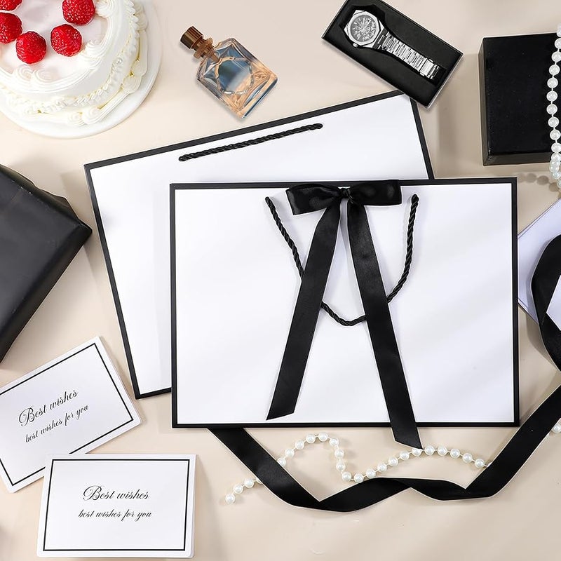 woric White Gift Bags with Handles, Large Gift Bags with Tissue Paper, 2 Pcs Gift Bags with 4 Tissue Paper and 2 Cards for Birthday Wedding Baby Shower Party - Image 4