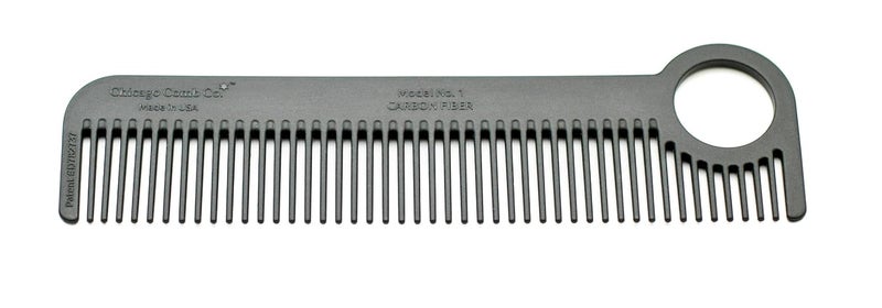 Chicago Comb Model 1 Carbon Fiber Made in USA smooth strong and light antistatic heatresistant 55 inches 14 cm long ultimate daily use pocket and travel comb