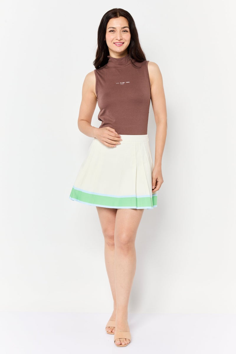 PUBLIC DESIRE Amber x Public Desire Women Mock Neck Printed Sleeveless Bodysuits, Bitter Choco - Image 4