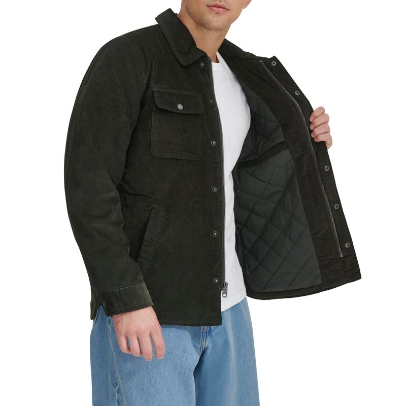 Levi's Men's Corduroy Shirt Jacket, Dark Olive Filled, Large - Image 3