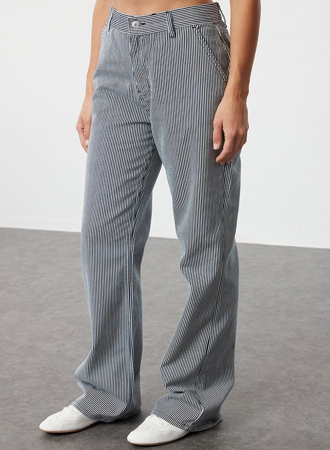 trendyol Multicolored Striped High Waist Wide Leg Jeans TWOAW25JE00020  - Image 2