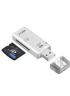 Compact Flash Card Reader for Olympus and Fuji XD Picture Card, High Speed xD Memory Card Reader Portable Plug & Play Quick Card Reading (White)