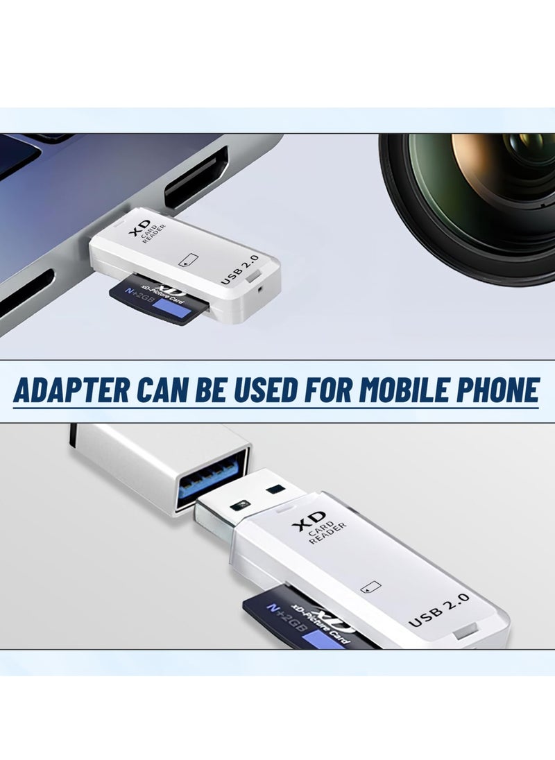 Generic - Compact Flash Card Reader for Olympus and Fuji XD Picture Card, High Speed xD Memory Card Reader Portable Plug & Play Quick Card Reading (White) - Image 1
