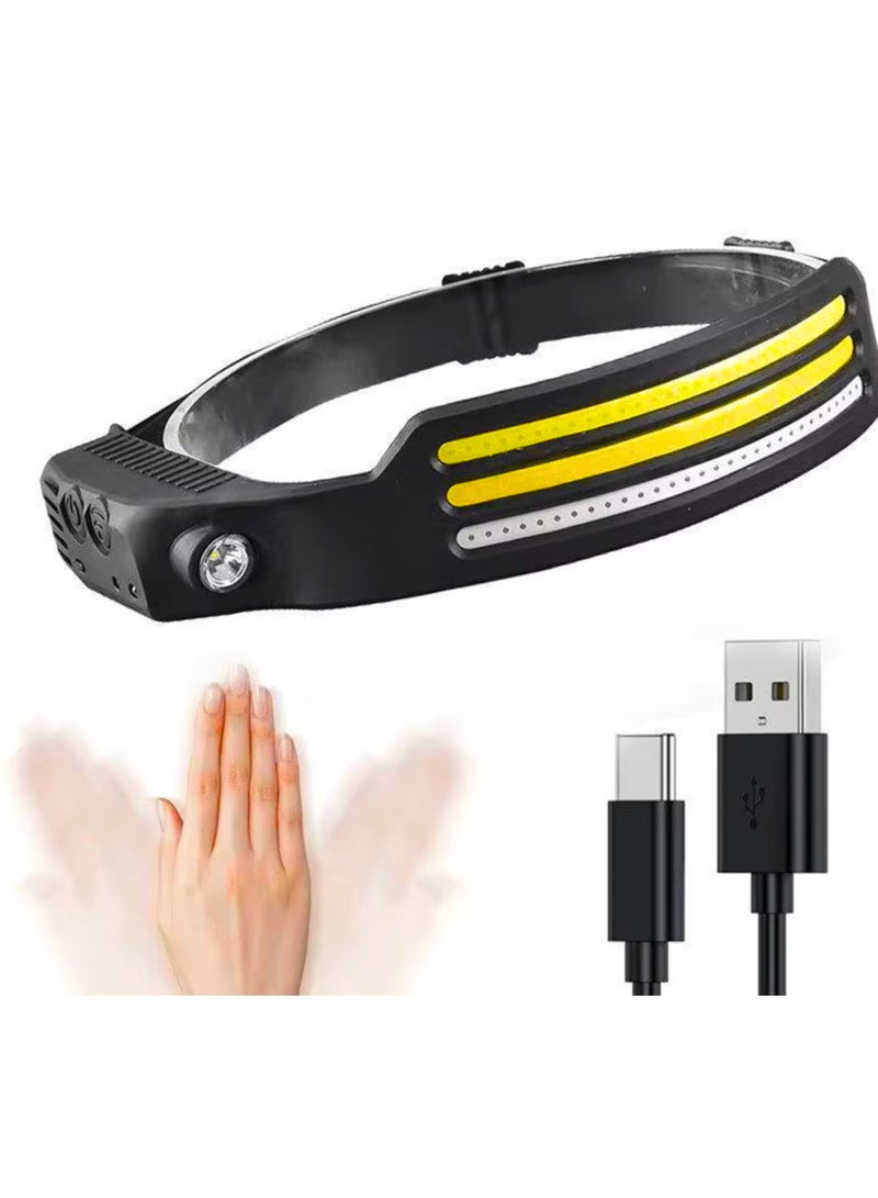 Generic LED Sensor Headlamp, Multiple Light Head Torch Rechargeable, Led Super Bright Headlamp, Headlamp with USB Charging Cable Lightweight, Fishing Headlight  - Image 1