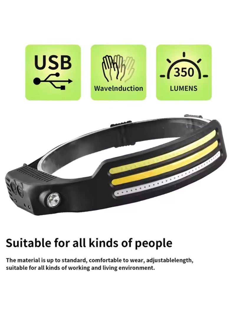 Generic LED Sensor Headlamp, Multiple Light Head Torch Rechargeable, Led Super Bright Headlamp, Headlamp with USB Charging Cable Lightweight, Fishing Headlight  - Image 2