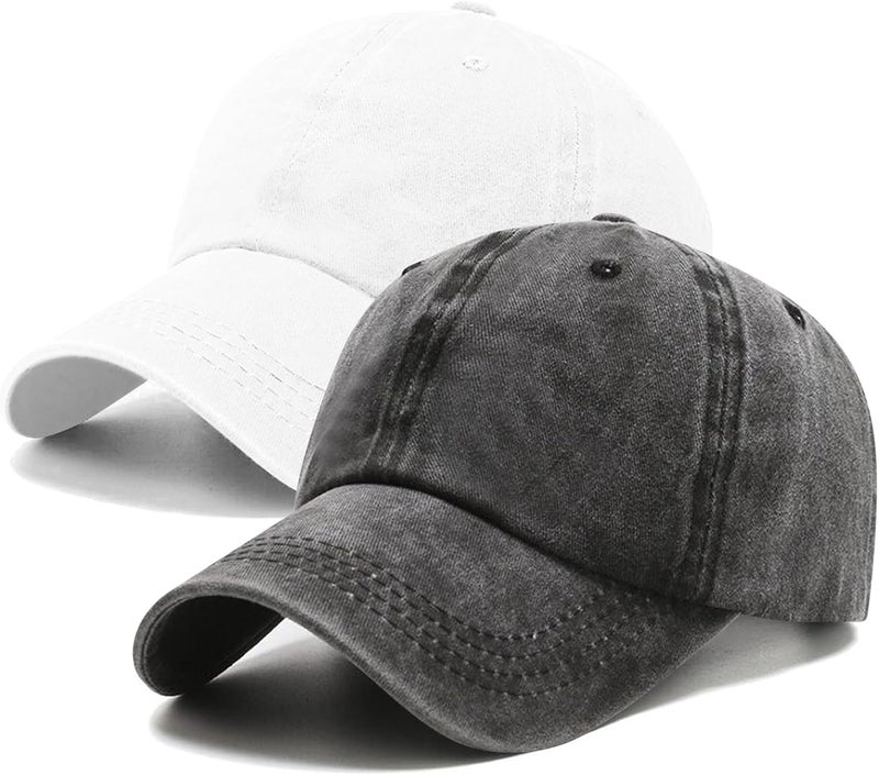 PFFY 2 Packs Vintage Washed Distressed Baseball Cap Golf Dad Hat for Men Women - Image 1