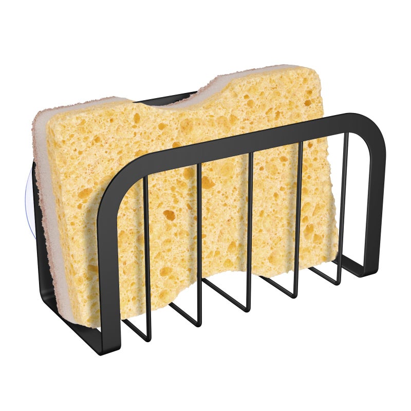 HLOOL Sponge Holder for Kitchen Sink with Suction Cups, Kitchen Sponge Holder,Sink Caddy(Black) - Image 1