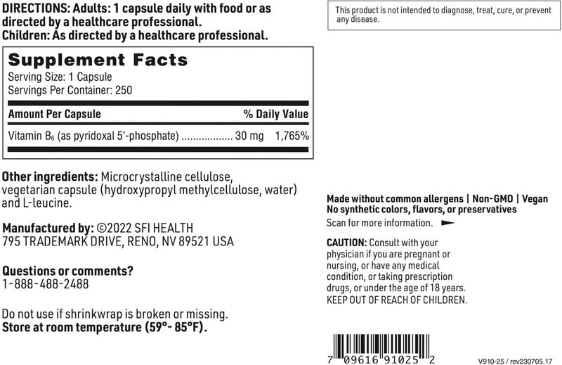 Klaire Labs P5P  30 Milligrams of Bioactive Vitamin B6 Pyridoxal5Phosphate for Metabolic  Liver Support Hypoallergenic 100 Capsules - Image 5
