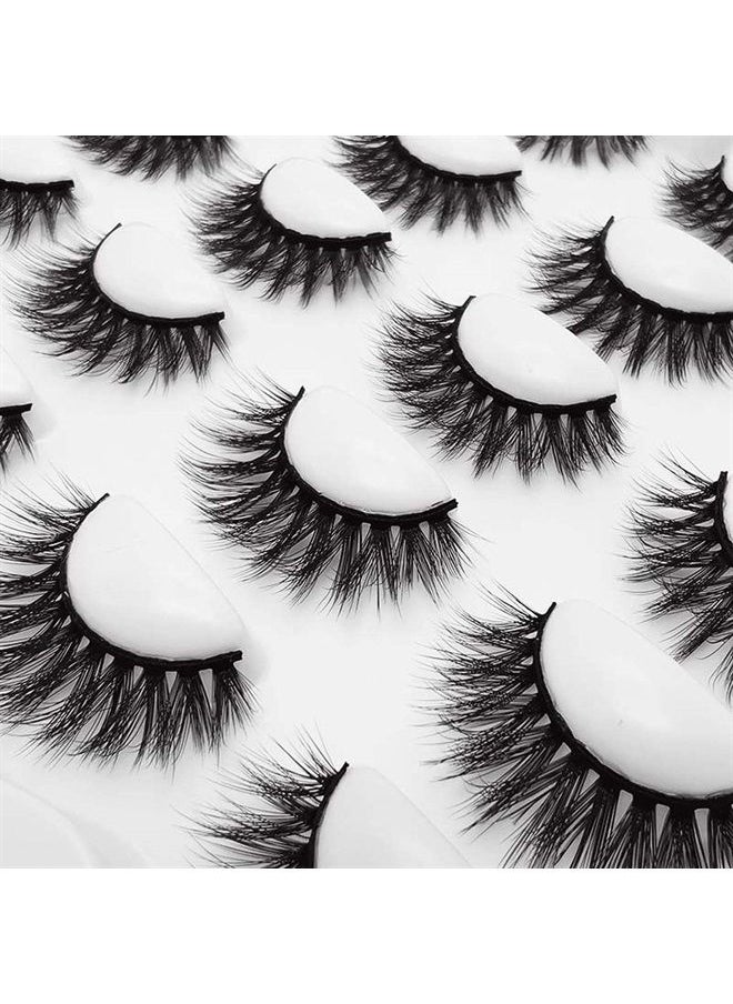 Vayator 10 Pairs 3D Mink Eyelash Fluffy Cross Thick Natural Fake Eyelashes Lashes Dramatic Makeup Eye Lashes Handmade False Eyelash (Y001) 
