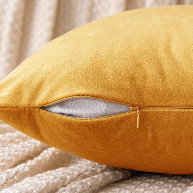 EMEMA Fall Gold Velvet Throw Pillow Covers 20x20 Inch Set of 2 Decorative Square Pillowcase Soft Solid Cushion Case for Couch Sofa Bedroom Livingroom - Image 3