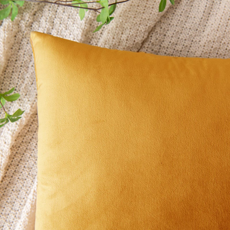 EMEMA Fall Gold Velvet Throw Pillow Covers 20x20 Inch Set of 2 Decorative Square Pillowcase Soft Solid Cushion Case for Couch Sofa Bedroom Livingroom - Image 2