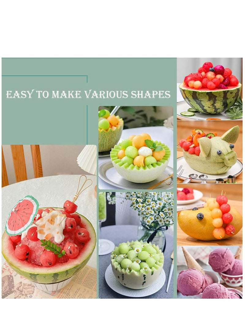 NIBEMINENT Melon Baller Scoop Set-4 in 1 Stainless Steel Fruit Tool Double Sided Watermelon Cutter Carving for Slicer Dig Pulp Separator  - Image 2