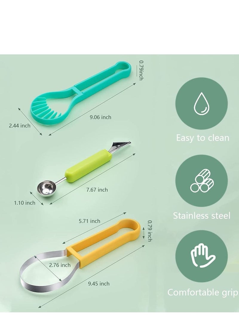 NIBEMINENT Melon Baller Scoop Set-4 in 1 Stainless Steel Fruit Tool Double Sided Watermelon Cutter Carving for Slicer Dig Pulp Separator  - Image 5