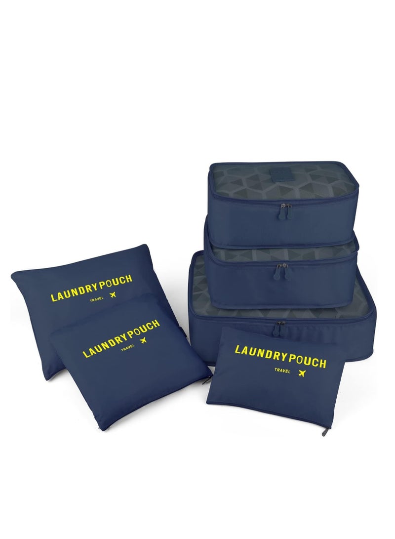 6-Piece Clothes Storage Bag Set for Travel and Outdoor Use, Navy color - Image 1