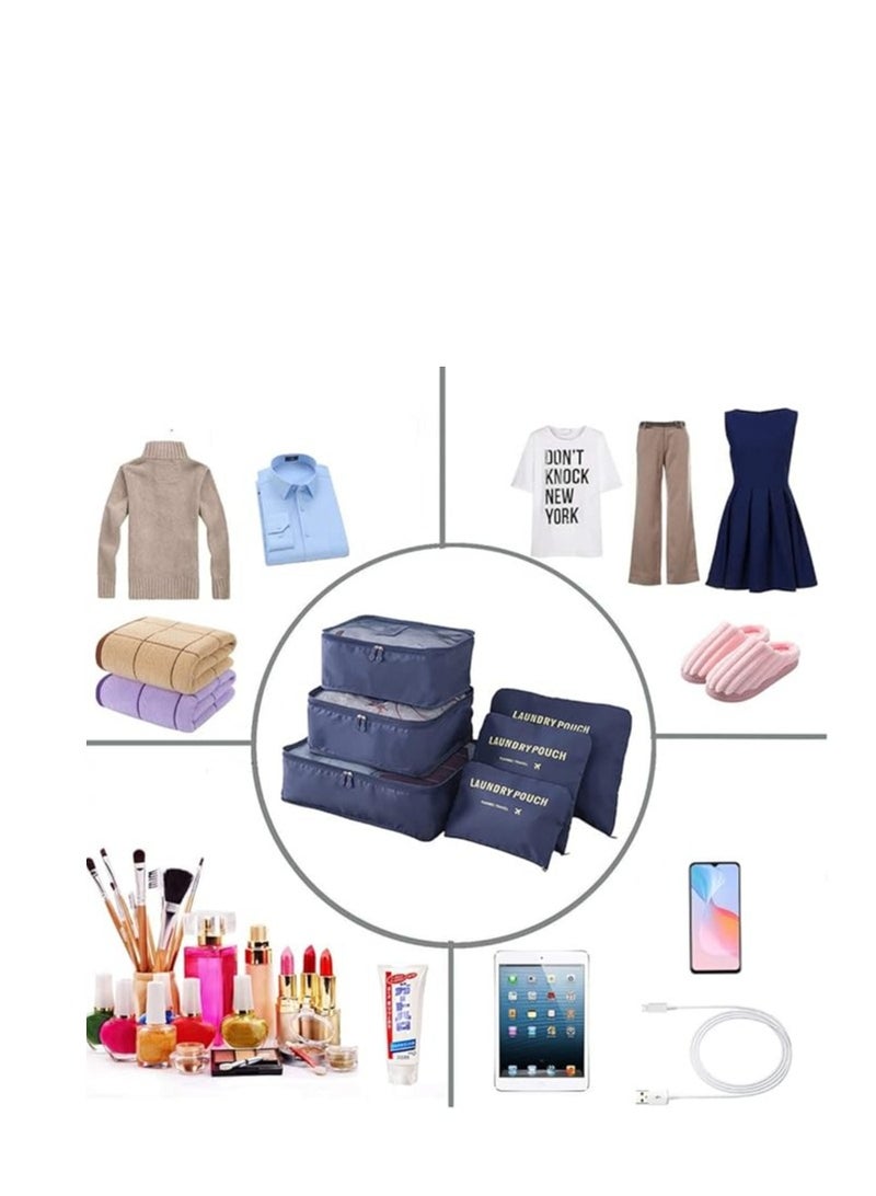 6-Piece Clothes Storage Bag Set for Travel and Outdoor Use, Navy color - Image 4