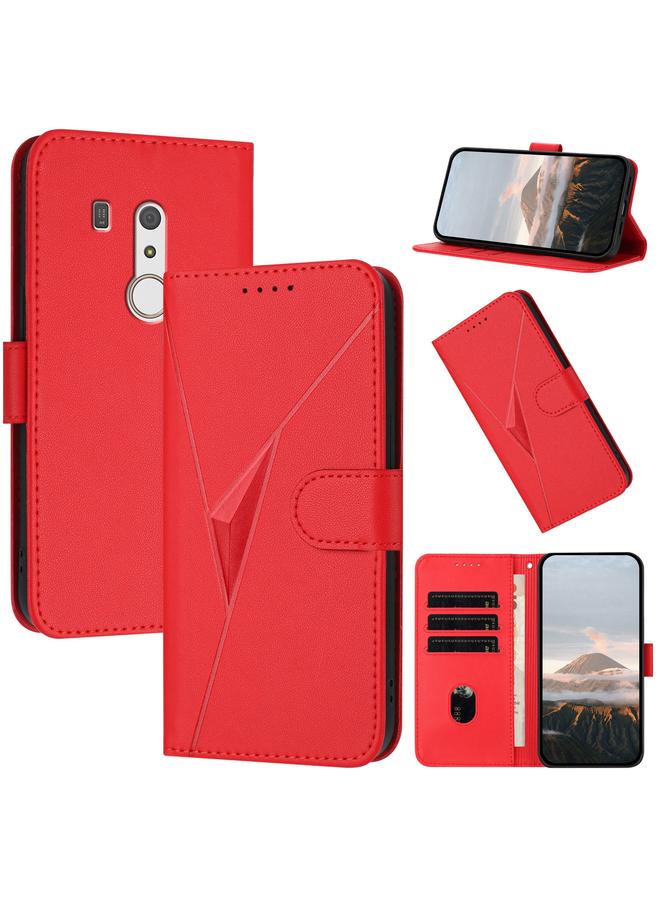 اس-توب جراب جلدي لهاتف Fujitsu Arrows BE3 F-02L بتصميم مثلث مع مشبك - Image 1
