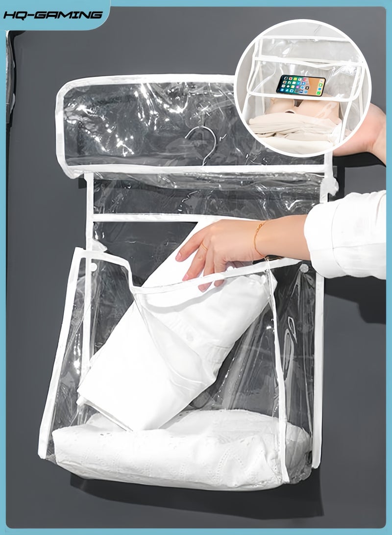 HQ-GAMING Bathroom Storage Bag Transparent Hanging Bathroom Wash Bag Toiletry Storage Bag Shower Storage Organizer PVC Clothing Bag With Mobile Phone Interlayer for Clothes Towels Toys Travel - Image 1