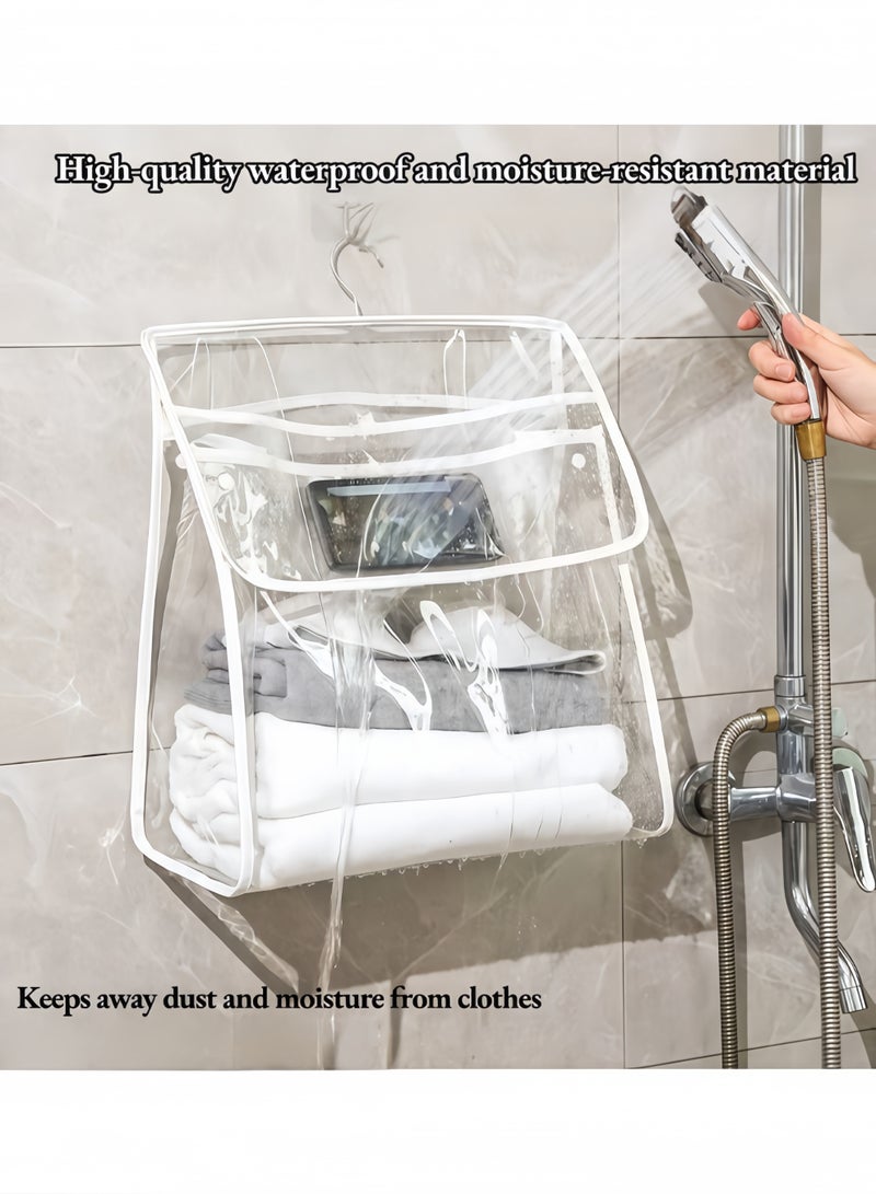HQ-GAMING Bathroom Storage Bag Transparent Hanging Bathroom Wash Bag Toiletry Storage Bag Shower Storage Organizer PVC Clothing Bag With Mobile Phone Interlayer for Clothes Towels Toys Travel - Image 4
