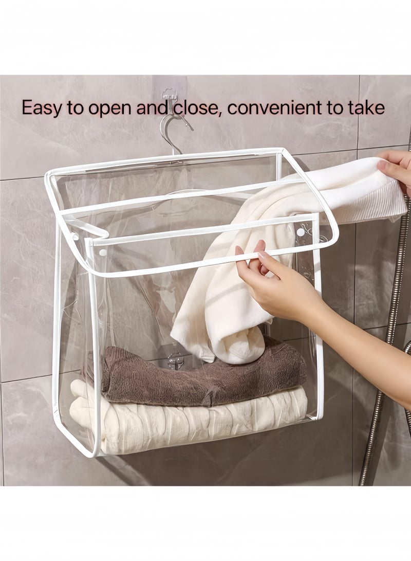 HQ-GAMING Bathroom Storage Bag Transparent Hanging Bathroom Wash Bag Toiletry Storage Bag Shower Storage Organizer PVC Clothing Bag With Mobile Phone Interlayer for Clothes Towels Toys Travel - Image 5