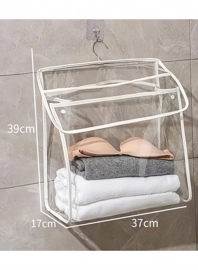 HQ-GAMING Bathroom Storage Bag Transparent Hanging Bathroom Wash Bag Toiletry Storage Bag Shower Storage Organizer PVC Clothing Bag With Mobile Phone Interlayer for Clothes Towels Toys Travel - Image 2