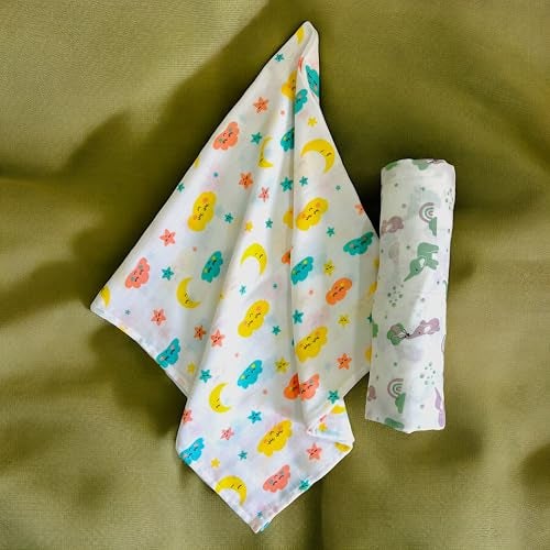 TEETAR Muslin Cotton Baby Swaddle Wraps – Pack of 2, Large 100x100 cm | Soft, Breathable & Lightweight Swaddle Blankets for Newborns | Multi-Use Baby Wraps, Cloud & Elephant Print - Image 3