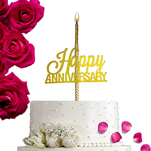AMFIN® (Pack of 1) Anniversary Cake Topper / 25th Anniversary Cake Accessories / Cake Topper / Couple Cake Anniversary Topper / Cup Cake Anniversary Topper / Candle Cake Accessories - Image 1
