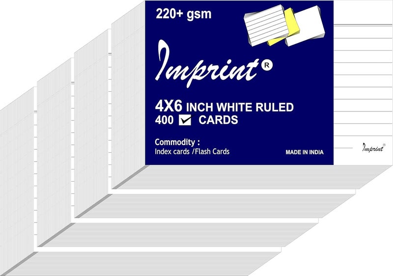 Imprint Ruled Flash Cards/Index Cards,White Card Stock,4" x 6" Inches, 400 Cards in This Pack - Image 1