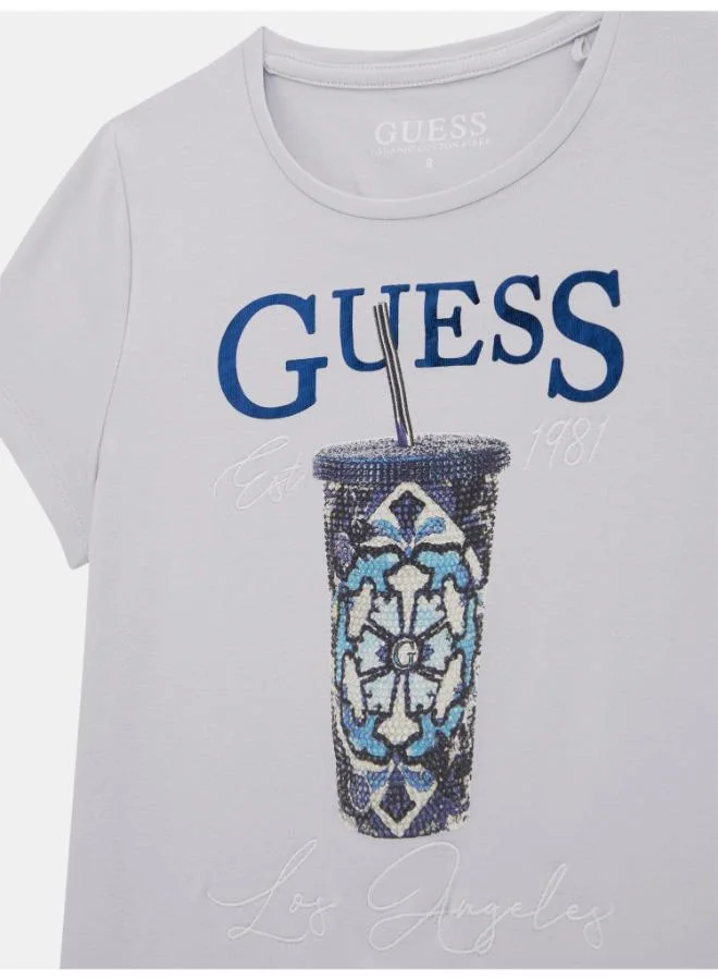 جس Kids Slogan Crew Neck T-Shirt