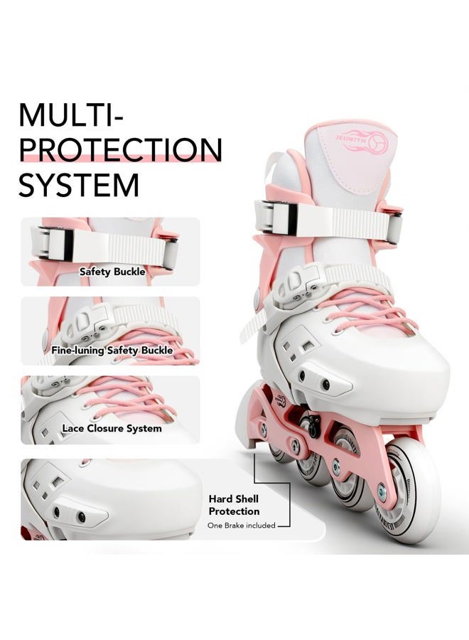 JEUWITH Inline Skates for Kids Girls Boys with with Light-Up Wheels,Adjustable Size Suitable for Beginners Roller Skates Blades for Women, Girls and Adult.(Pink 4-7US) - Image 2