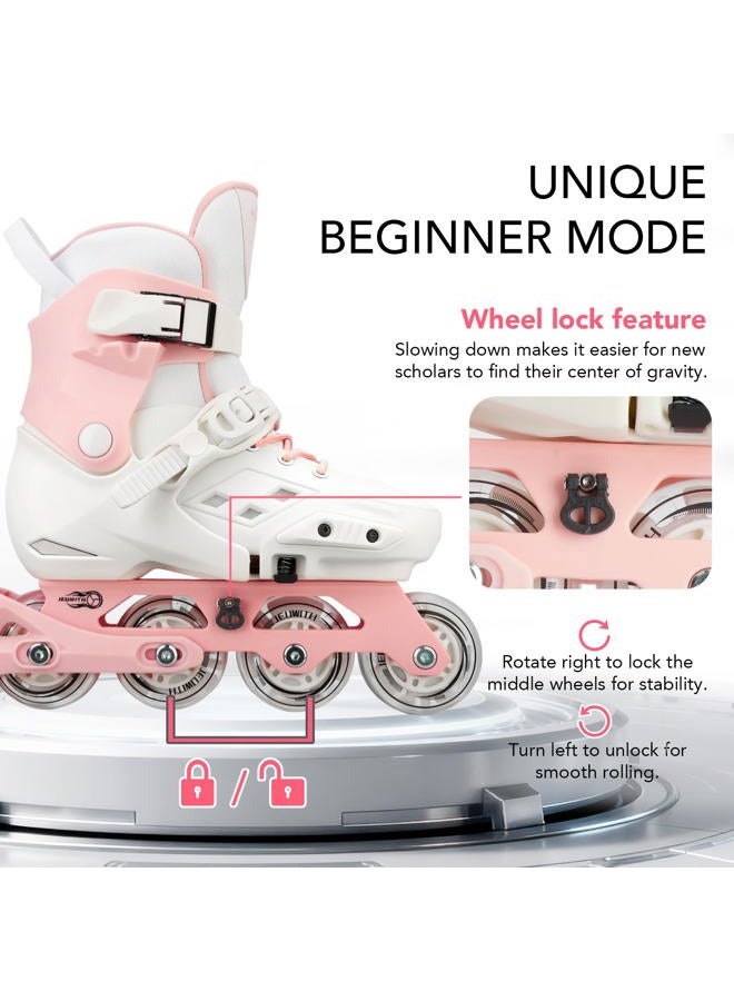JEUWITH Inline Skates for Kids Girls Boys with with Light-Up Wheels,Adjustable Size Suitable for Beginners Roller Skates Blades for Women, Girls and Adult.(Pink 4-7US) - Image 4