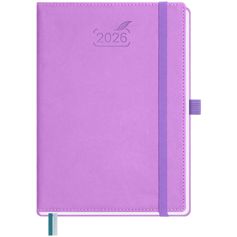 Bezend 2026 Planner Weekly And Monthly (6"" X 8.5"") Daily Calendar With Hourly Timeslots & Tabs (Jan-Dec) Note & Expenses  Pen Holder  Inner Pocket  Vegan Leather Hardcover - Lavender - Image 1