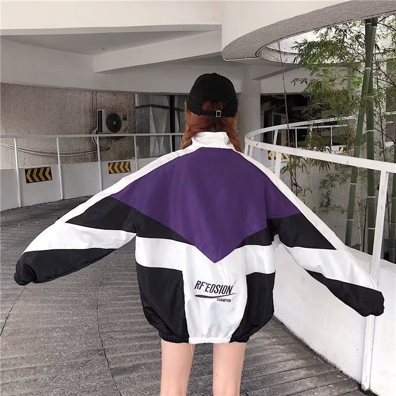 Street Men'S Fashion Brand Hip-Hop Harajuku Style Color-Matching Jacket 2024 Men'S And Women'S Sports Windbreaker Jacket - Image 1