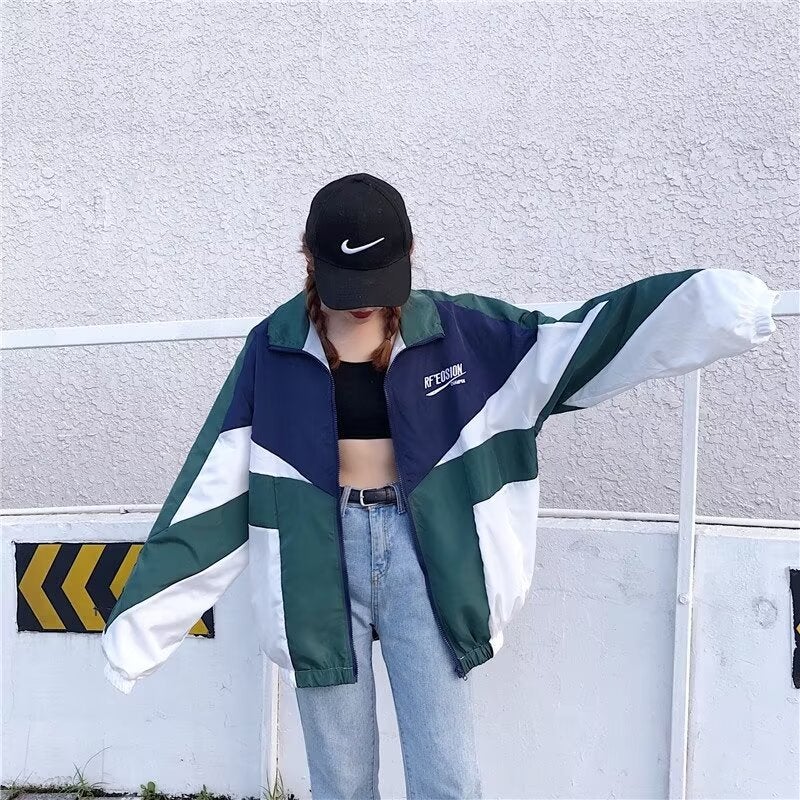 Street Men'S Fashion Brand Hip-Hop Harajuku Style Color-Matching Jacket 2024 Men'S And Women'S Sports Windbreaker Jacket - Image 2