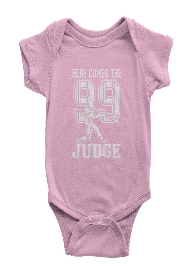 The Pxv One-Piece Here Comes The Judge 99 Newborn Light Pink Romper - Image 1