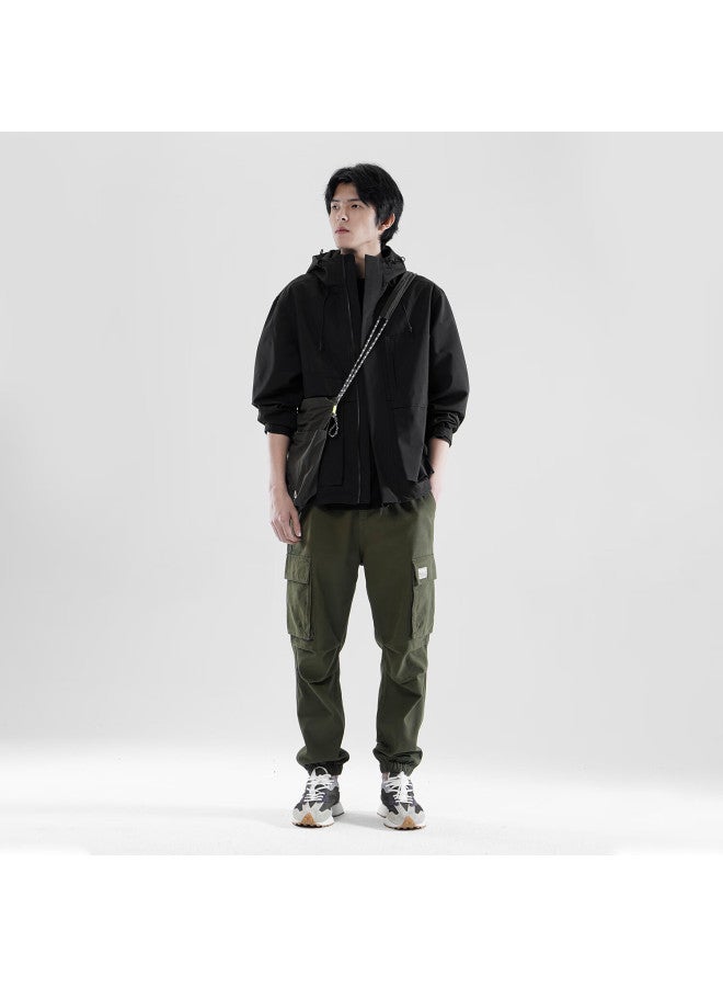 Markless Men's Autumn Winter Pure Cotton Casual Loose Fit Cargo Pants With Large Pockets 4836 Olive Green S - Image 2