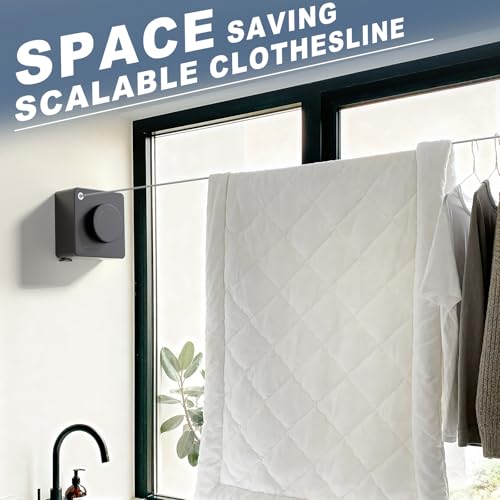 coddlecove Retractable Clothesline Indoor, Non-Sagging Stainless Steel Clothes Line Outdoors, Clothes Drying Laundry Line Wall Mounted,Space-Saving Line for Bathroom, Balcony -15.1FEETS - Image 2