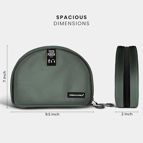 Urban Wolf Tech Pouch: The All-in-One Waterproof Travel Organizer for Cables, Adapters, Chargers,Hard Drives & Other Tech Essentials-Portable Zippered Gadgets Organizer (Fossil Grey, Pack of 1) - Image 2