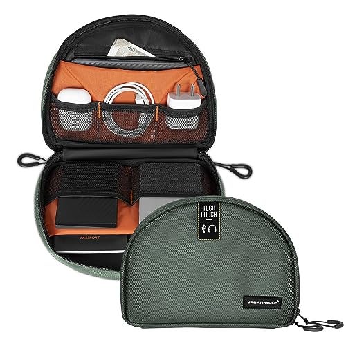 Urban Wolf Tech Pouch: The All-in-One Waterproof Travel Organizer for Cables, Adapters, Chargers,Hard Drives & Other Tech Essentials-Portable Zippered Gadgets Organizer (Fossil Grey, Pack of 1) - Image 1
