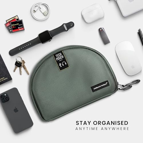 Urban Wolf Tech Pouch: The All-in-One Waterproof Travel Organizer for Cables, Adapters, Chargers,Hard Drives & Other Tech Essentials-Portable Zippered Gadgets Organizer (Fossil Grey, Pack of 1) - Image 5