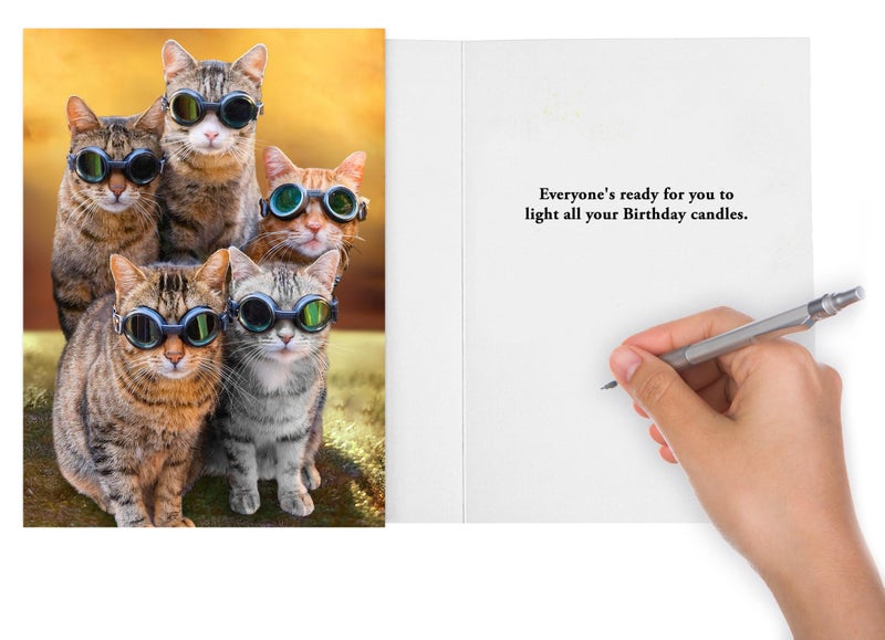 CardFool Funny Cat Birthday Card for Women, Men, Family, Friends - Hilarious card for a bright candle birthday celebration! - Image 3