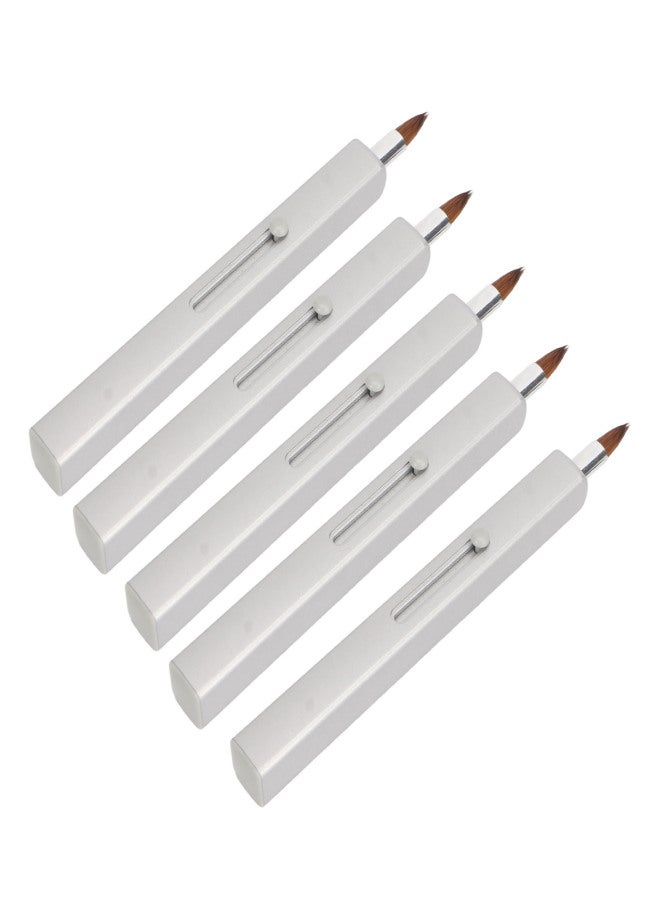 5Pcs Lip Brush Retractable Portable Multipurpose Single Ended Nylon Lip Makeup Brush Grey Shell - Image 5