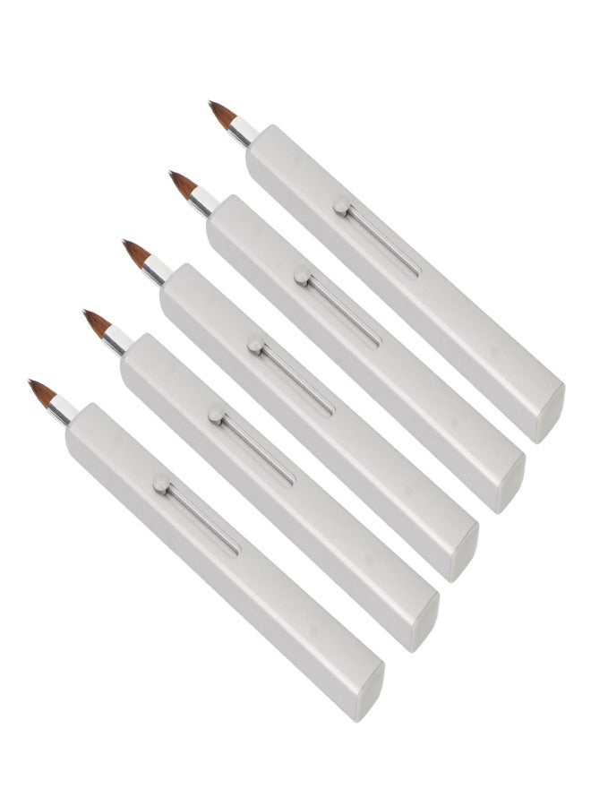 5Pcs Lip Brush Retractable Portable Multipurpose Single Ended Nylon Lip Makeup Brush Grey Shell - Image 4